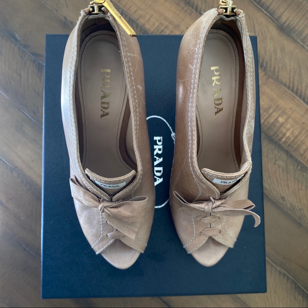 Prada Peep-toe Platform Lace-up Booties - Picture 3 of 10